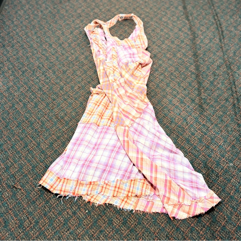 Oli & Hali large loose fit distressed style Mixed Plaid wide leg jumpsuit romper - Picture 6 of 11